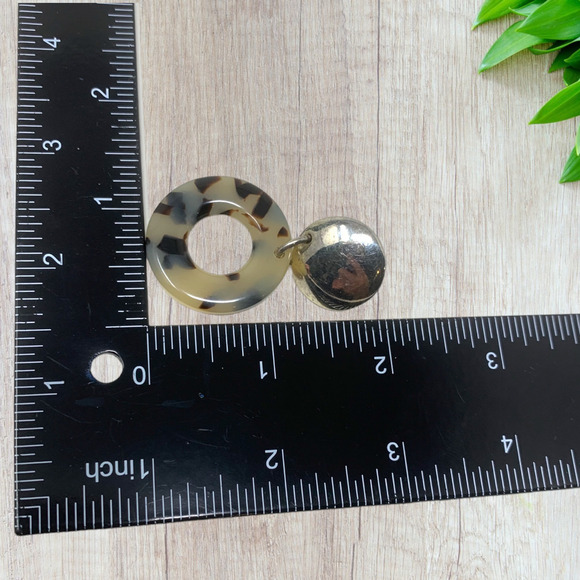 Vintage Y2K Acrylic Tortoise Dangle Circle Pierced Earrings Avant Garde Carded - Picture 4 of 5
